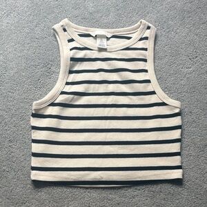 H&M Cream and Black Striped Top